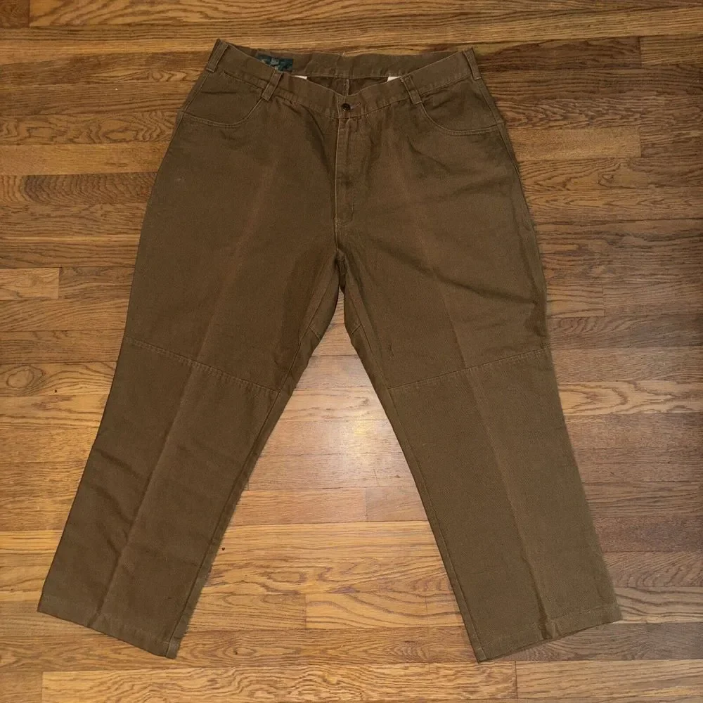 VTG Orvis‎ Mens 40 X 30 Dark Brown Canvas Straight Leg Outdoor Hunting Gorp Work